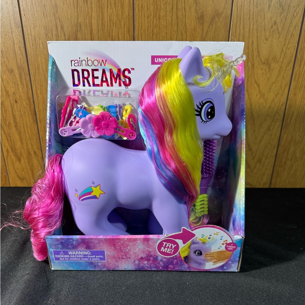 Unicorn Toy‎ with Rainbow Mane New In Box
